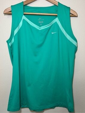 Nike Dri-FIT Teal Sleeveless Tennis Tank Top Mesh Back Women’s XL